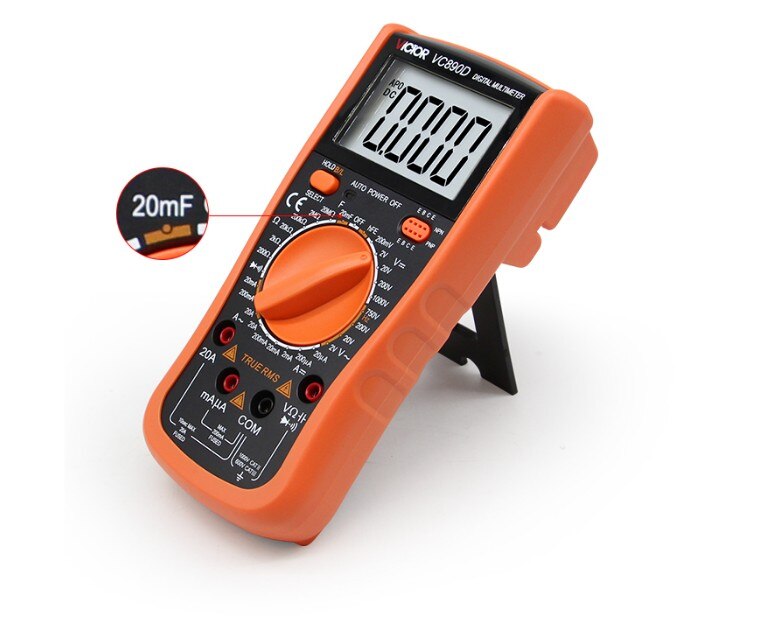Digital Multimeter True RMS 2000UF Capacitor Multimeter Ammeter VC890C DC/AC 20A Temperature Measurement Tester