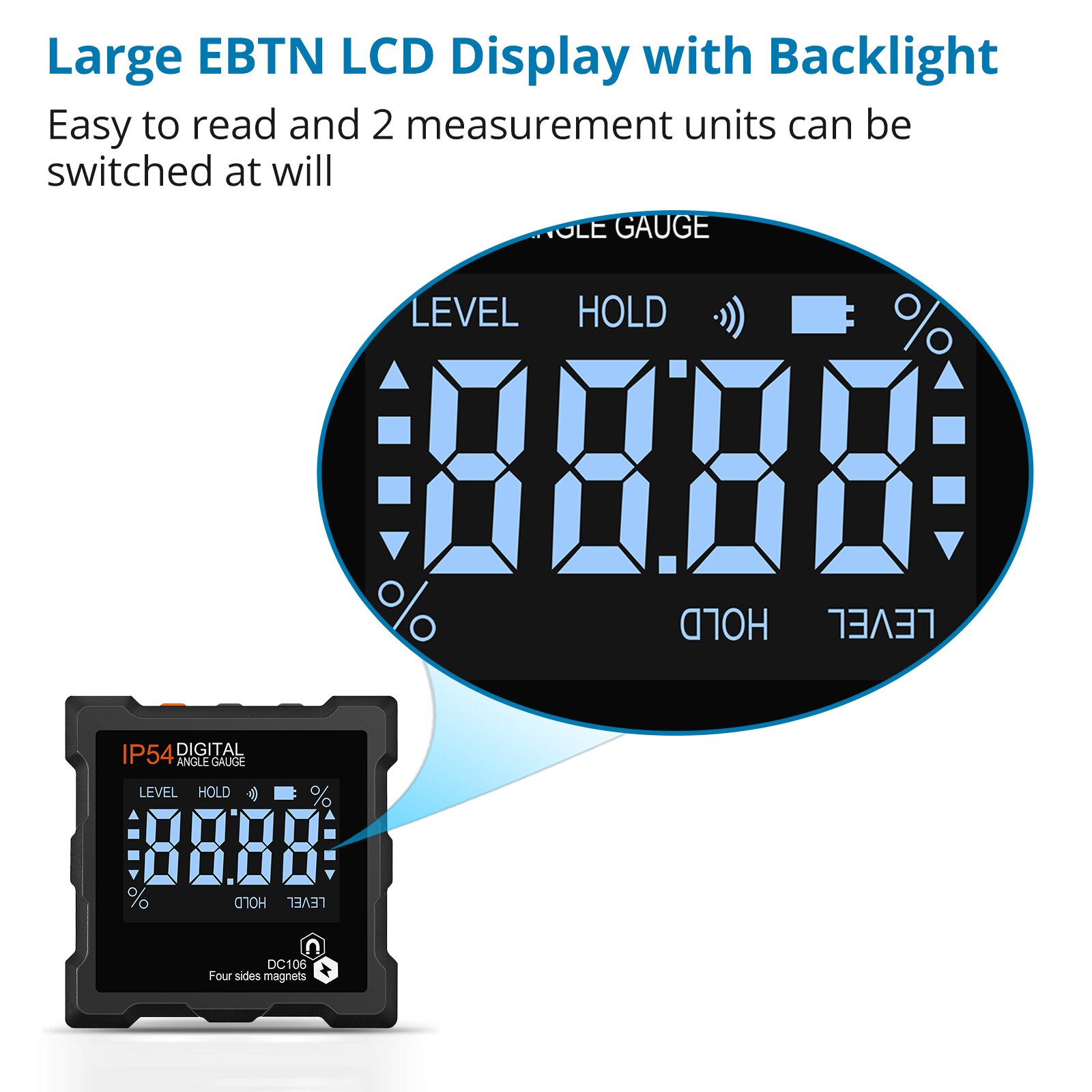 Proster 0 360° Digital Inclinometer Angle Gauge Lcd Backlight Protractor Finder Bevel Level Box 1957