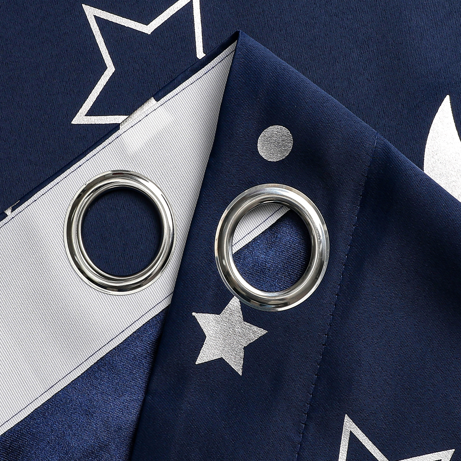 Cortinas oscurecedoras para habitación con estrella plateada y Luna para niños, dormitorio de guardería, cortina opaca para niños, cortinas aislantes térmicas con ojales