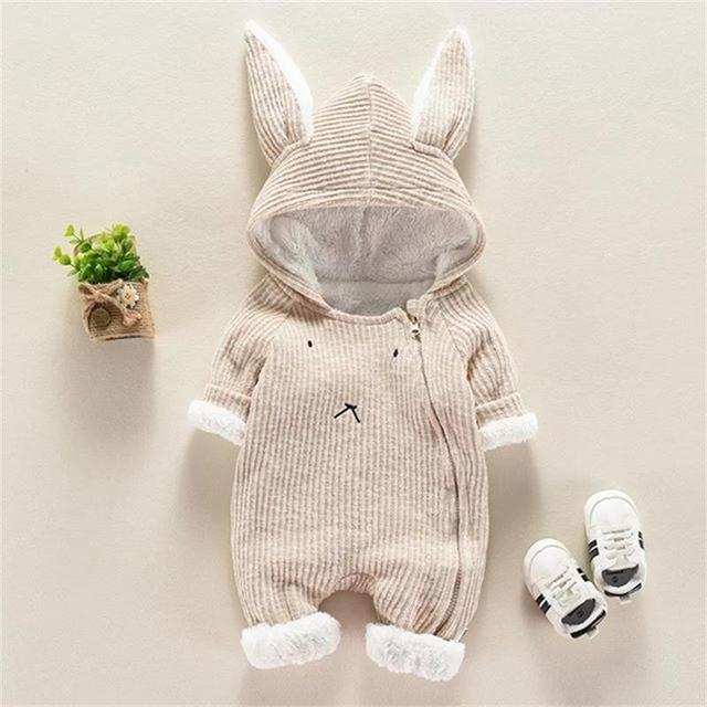 Pasgeboren Baby 3D Oor Baby Kleding Baby Boy Meisje Cartoon Hooded Romper Jumpsuit Kleding: kaqi / 18m