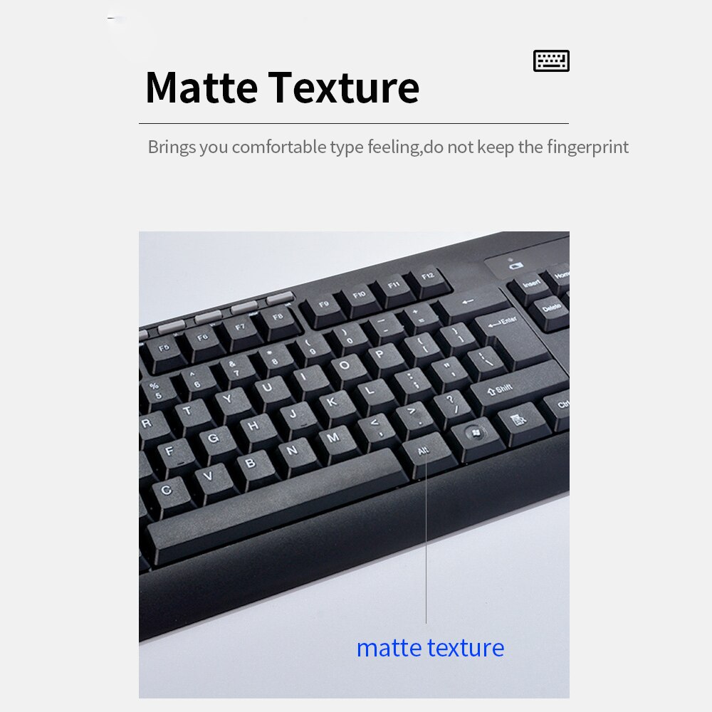 2.4G Wireless Keyboard And Mouse Combo 103 Key Portable Office Keyboard 1000-1200-1600 Adjustable DPI Mouse