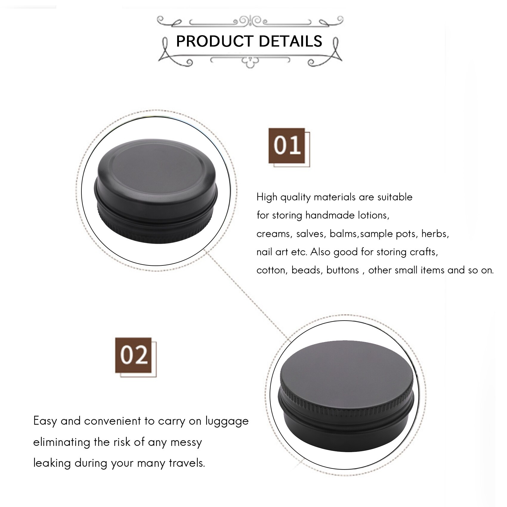 Aluminum Tin Cans - 40 Pack 1Oz / 30G Round Metal Tin Container Screw Top Cans Cosmetic Sample Containers Candle Travel Tins