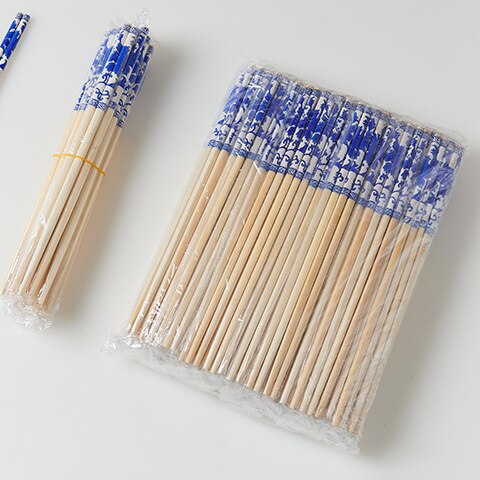 100pcs Bamboo Chopsticks PCs Household Chinese Style Blue and White Porcelain Bamboo Chopsticks Disposable Chopsticks: Blue andwhite