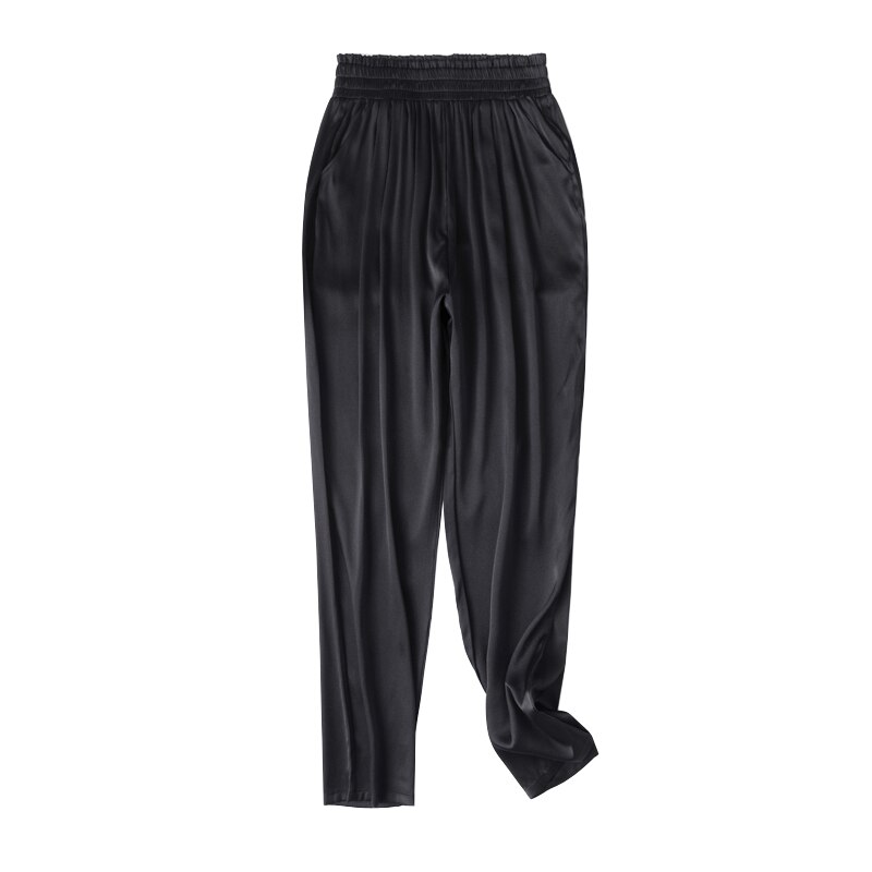 Vrouwen 93% Zijde 7% Spandex Satijn Zijde Lange Broek Broek Harembroek Mode Elastische Taille Vele Kleuren L1013
