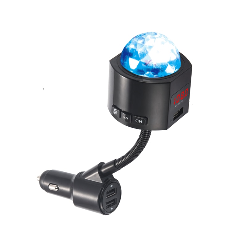 Luz Ambiental modulación FM Transmisor coche Bluetooth manos libres reproductor cargador USB dual coche radio kit cargador de coche