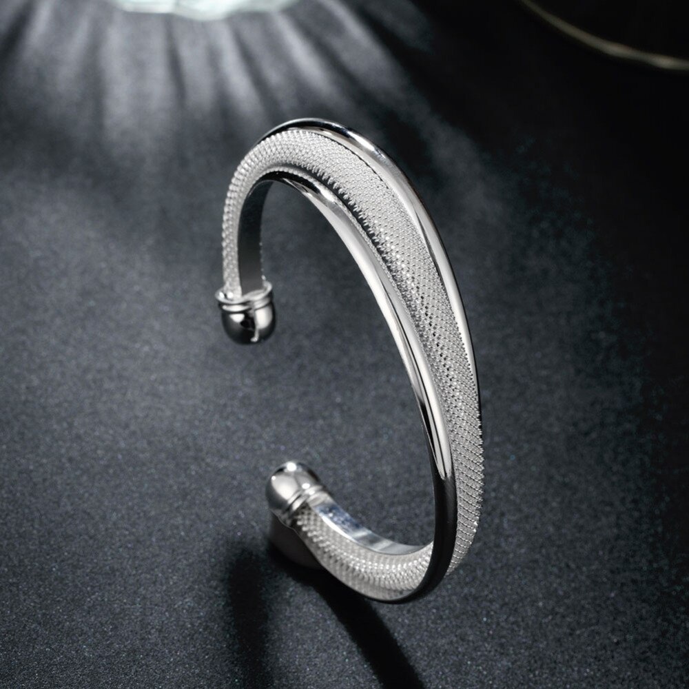 B019 enkle fabrikk sølv armbånd smykker sølv farge smykker søte kvinner klassisk armbånd