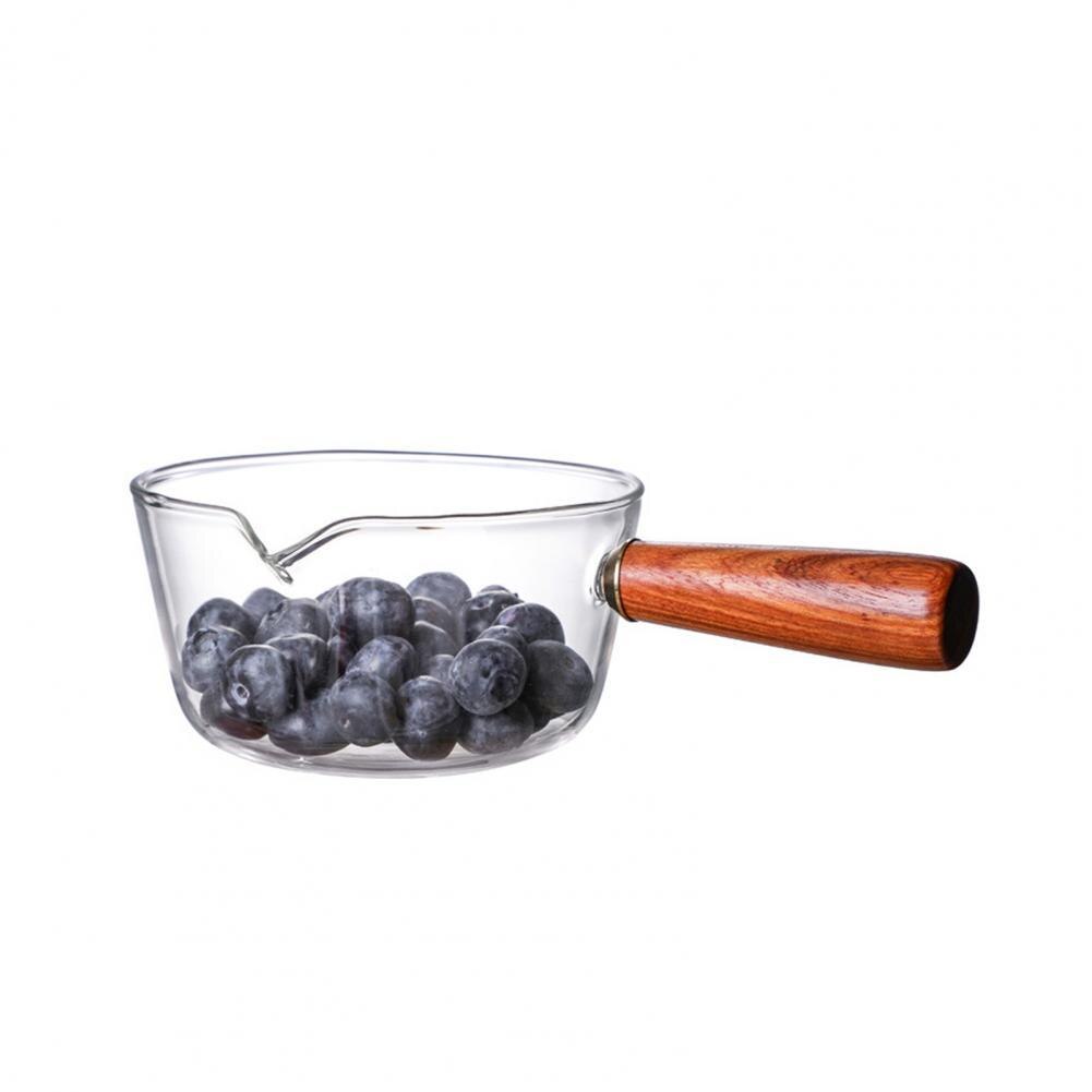 Olla de leche para sopa, cacerola pequeña con mango de madera, olla de vidrio, utensilios de cocina para el hogar, 500/900ml: 500ml