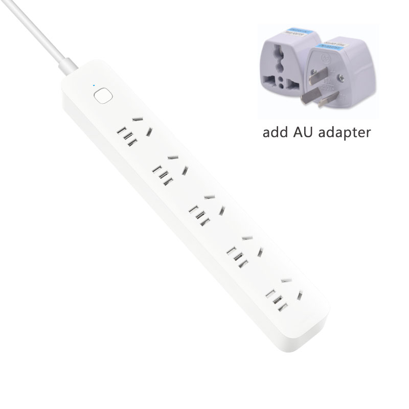 Original Xiaomi Mi Power Strip Outlet 5 holes Socket Plug Standard Fast Charging For Mi home APP Remote Control Smart Version: add AU adapter