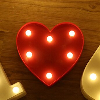 3D Weiß Alphabet LED knapp Licht Romantische Hochzeit Stehen Buchstaben Lampe Lichter Licht hoch Weiß Kunststoff Valentinstag Liebe QW224: rot Herz