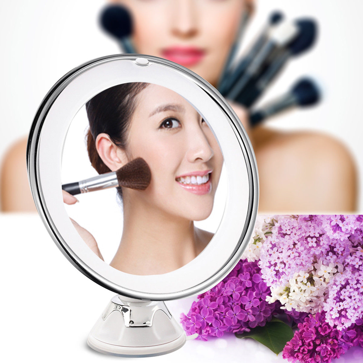 1Pcs 8 Inch 10X Duurzaam Zuignap Led Vergrootglas Utility Cosmetische Spiegel Voor Douche Maken Up Vrouwen