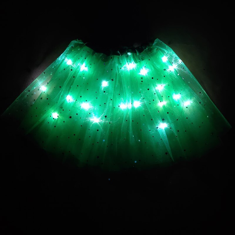 Style Mesh Skirt With Light Glows Children's Birthday Year Party Fun Girl's Skirt LED Strange Sky Blue