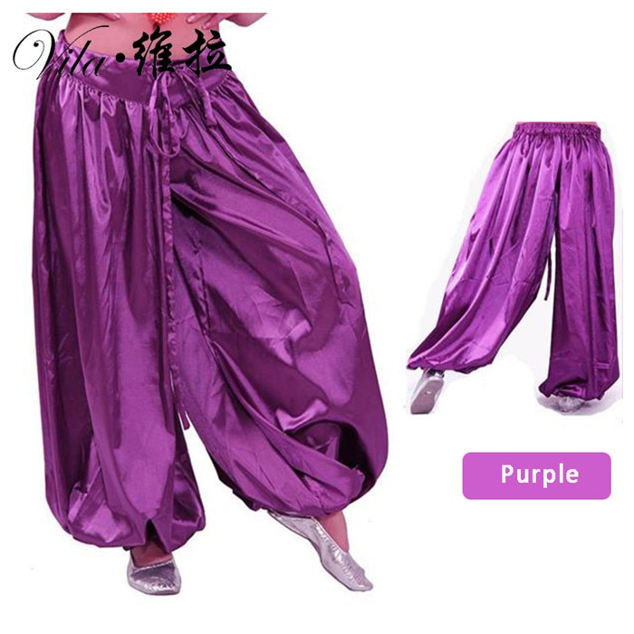 Pantalones de Harem Tribal para danza del vientre, pantalones indios de Bellydance, pantalones de linterna egipcia para Navidad, pantalones sueltos de colores surtidos, 2022: Morado