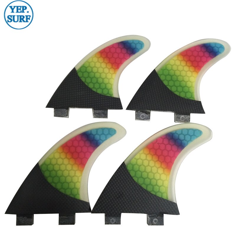 FCS aileron surf arc-en-ciel Fibre de carbone aileron quad palmes Quilhas multicolore planche de surf Fin