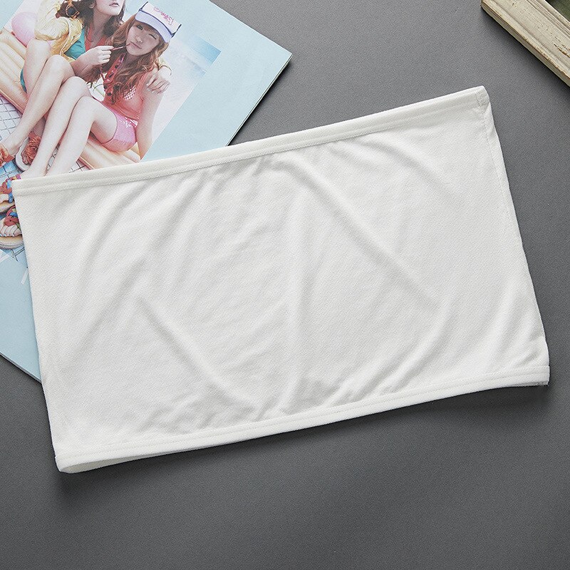 Seamless One-piece Tube Tops Women Removable Pads Intimates Basic Black/Skin Womens Strapless Bra Bandeau Tube Top: White