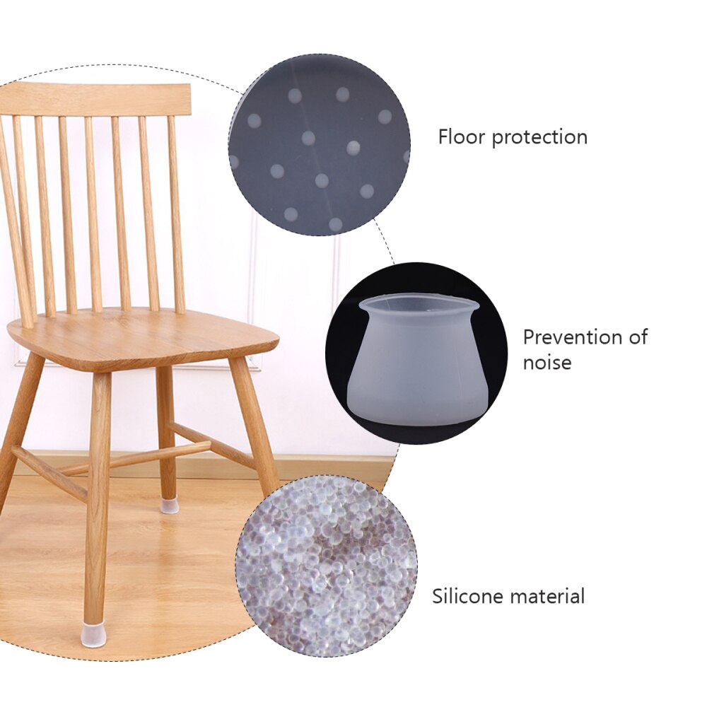 1 Set 4 Pcs Thickened Abrasion-resistant Table Leg Covers (4Pcs Transparent)