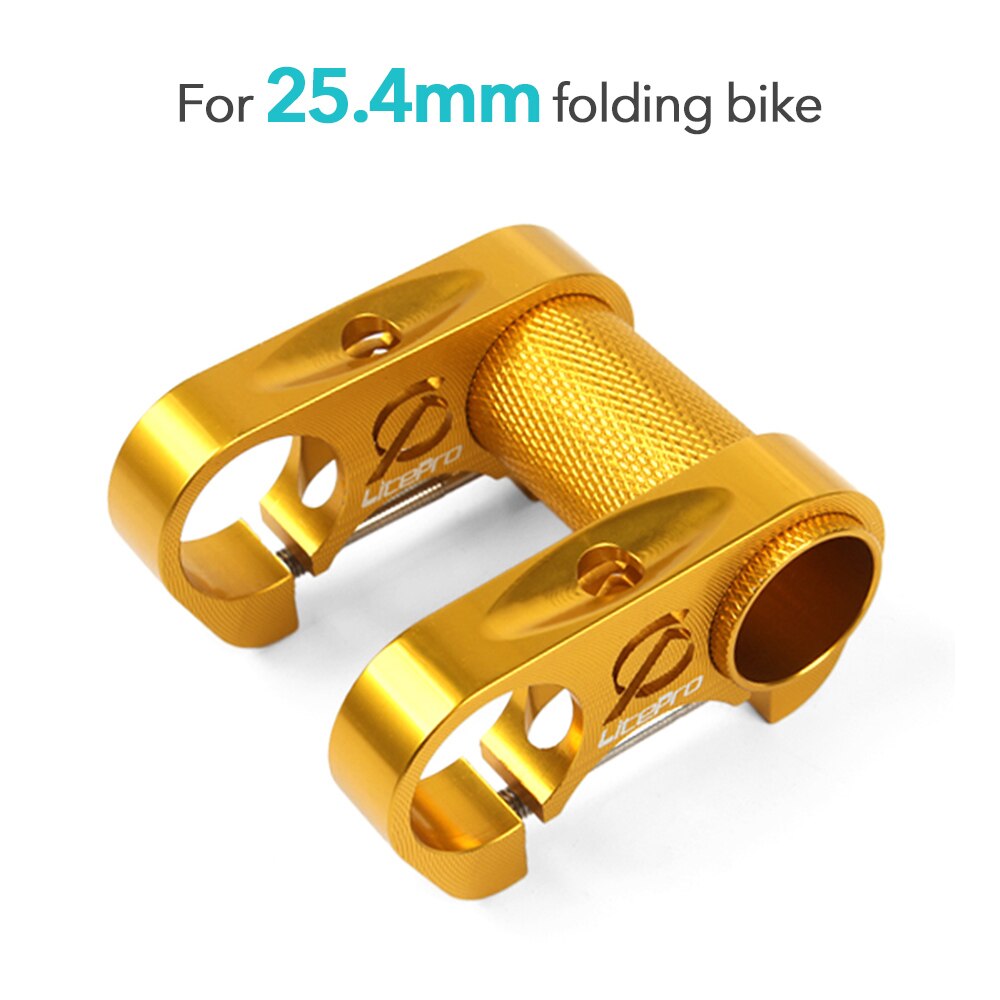 Bicycle Double Stem Riser Super Lightweight Bicyle Handlebar Stem Adjustable Folding Bike Handlebar Stem 25.4mm Bike Handle Part: Yellow
