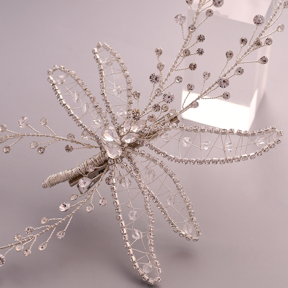 Trixy  h281- 's prachtige bruidshoofdband met strass-steentjes, bruidskam met strass-steentjes, delicate tiara voor bruidshaar