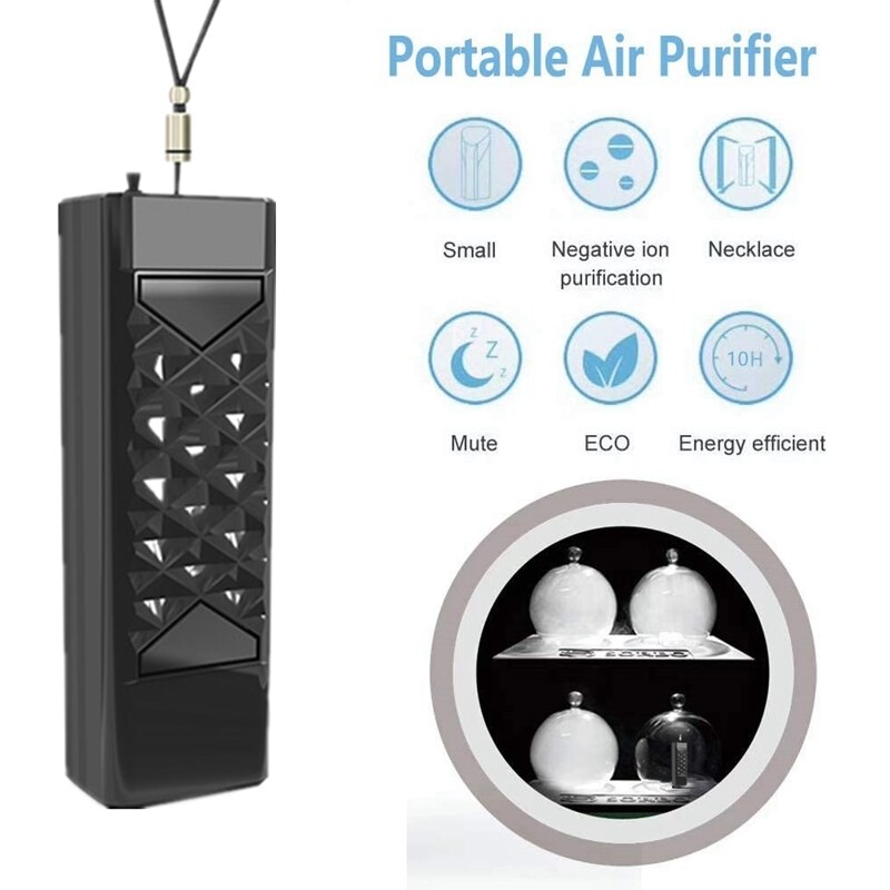 Personlig luftrenser halskjede usb bærbar luftrenser bærbar mini negativ ion luftfrisker lav støy