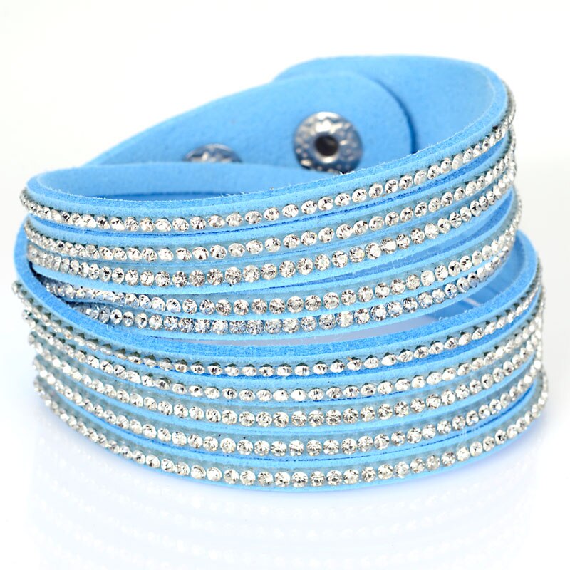 Miasol strass cristal daim velours cuir double wrap bracelets pour femme fête de mariage bijoux