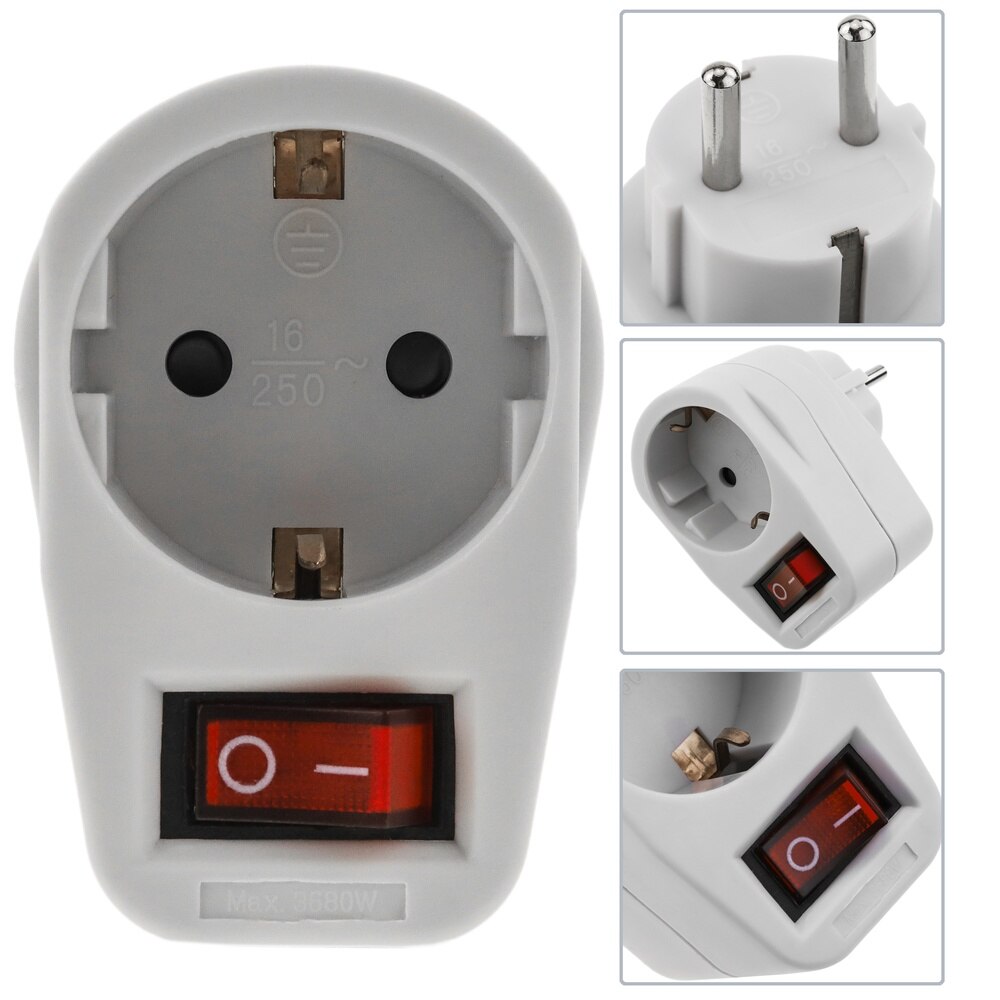BeMatik – prise schuko blanche 220v ac avec interrupteur