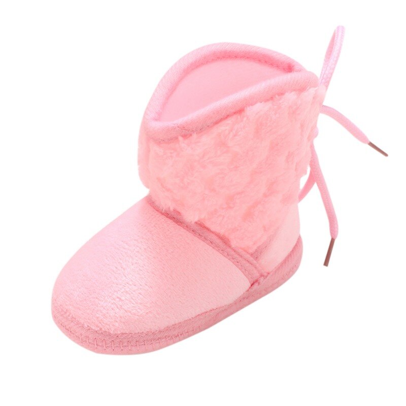 Newborn Kids Baby Boots Winter Plus Velvet Tie Flowers Warm Soft Cotton Booties Baby Girl Shoes 0-18M: JM0228P / 7-12M