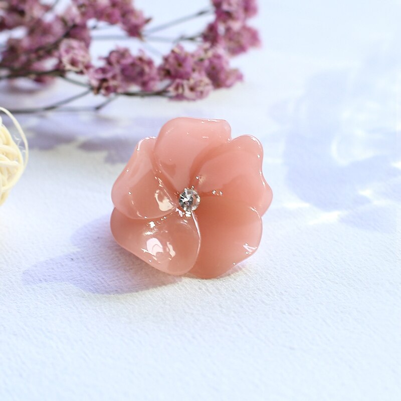 Acryl Blume Korea Engagement frauen Ringe Modeschmuck minimalistisch Harz Korea Finger Ring für Mädchen Weibliche Rosa Ringe: KRM37-1