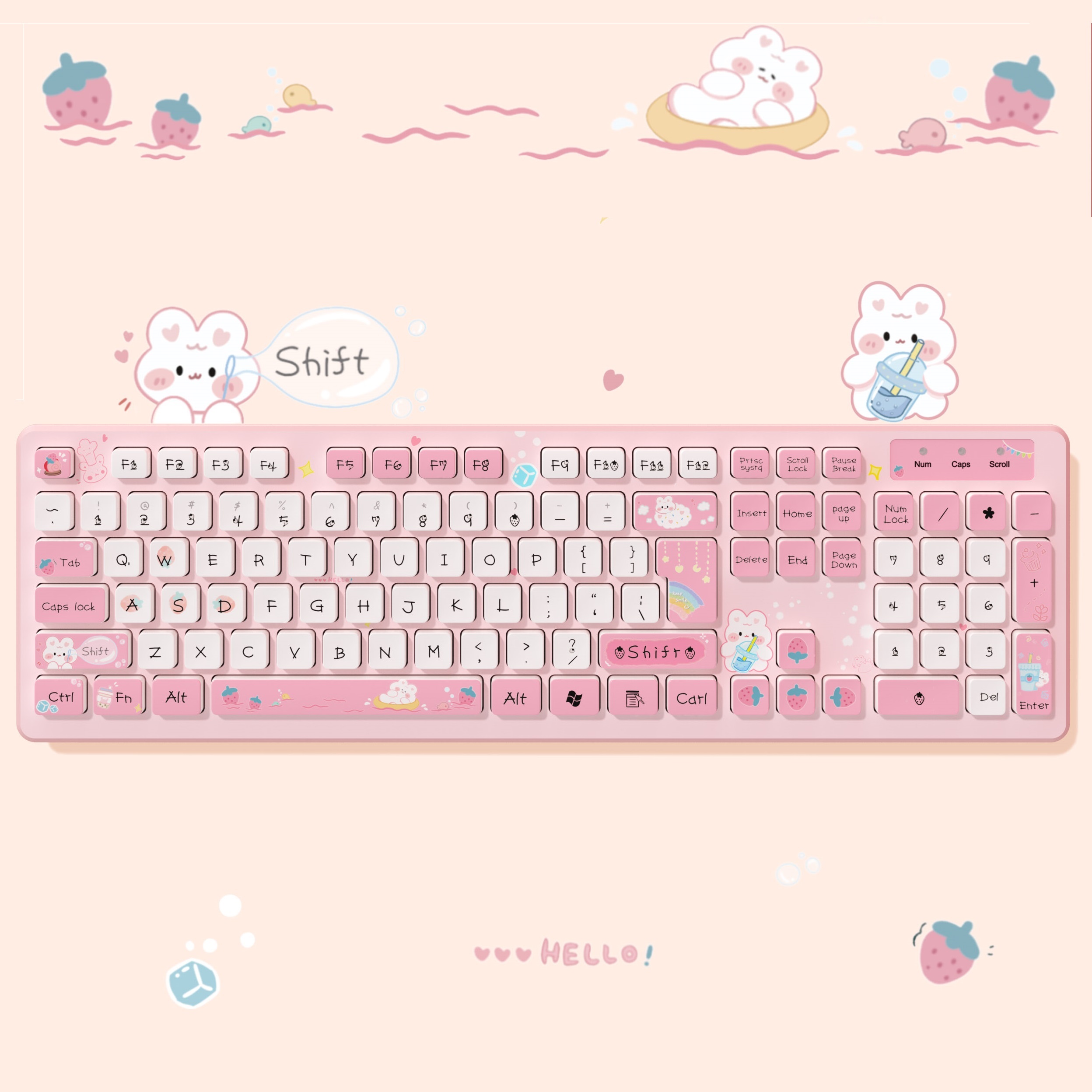 Roze Bedraad Toetsenbord Voor Kantoor Pc Met Mute Klik