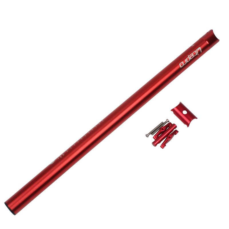 Litepro foldecykel sadelpind 33.9*600mm sæde stang aluminiumslegering sæderør super let cnc sadelpind blomme rør: Rød