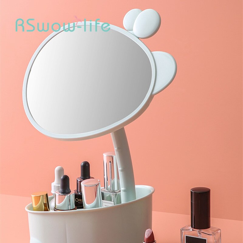 Skrivebords makeup spejl makeup spejl bærbart sammenklappeligt lille spejl smart spejl badeværelse makeup spejle ovalt spejl