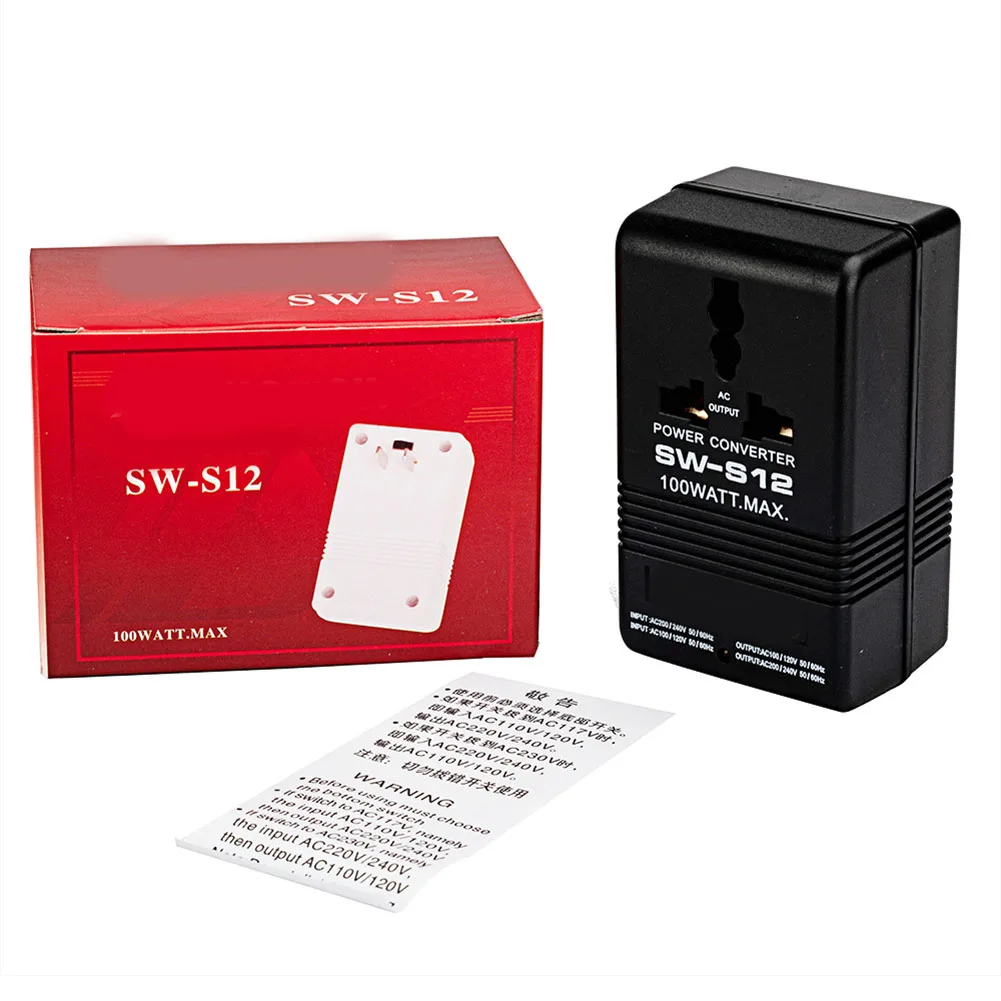 100-w step-up/step-down transformer , 110/120 v to 220/240 v, 70 w/100 w, 55 hz – 60 hz current transformer travel adapter