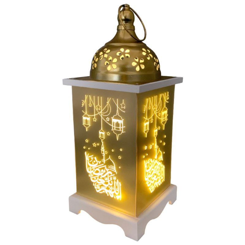 Houten Ramadan Lantaarn Eid Mubarak Element Led Licht Eid Ramadan Islamitische Indoor