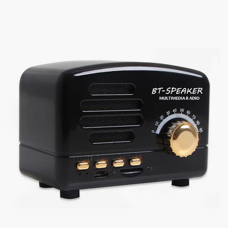 retro Tragbare Bluetooth Lautsprecher Klassische Musik Spieler Mini Drahtlose Bluetooth Lautsprecher Radio USB/TF Karte soundbox Musik Kasten: Schwarz