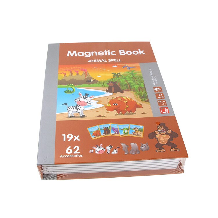 3D Puzzle Jigsaw Coolplay Intelligente dei bambini Libro Magnetico di Formazione Del Gioco Giocattoli Educativi per I Bambini Regalo Di Natale: animals