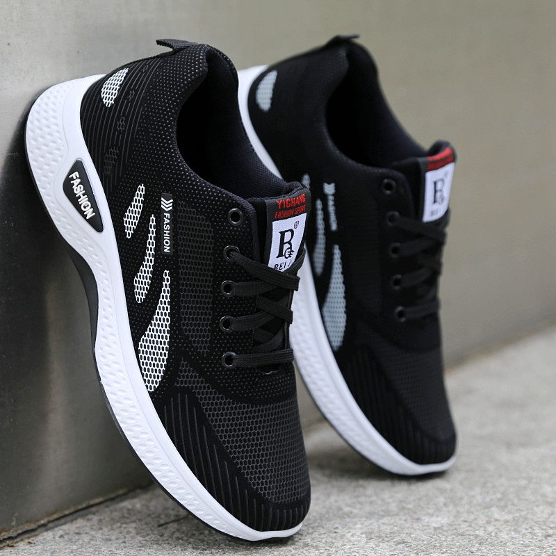 Drenge efterår/apring sneakers herre komfort vulkaniseret sko herre wedges sneakers åndbare sko: Sort og hvid / 7
