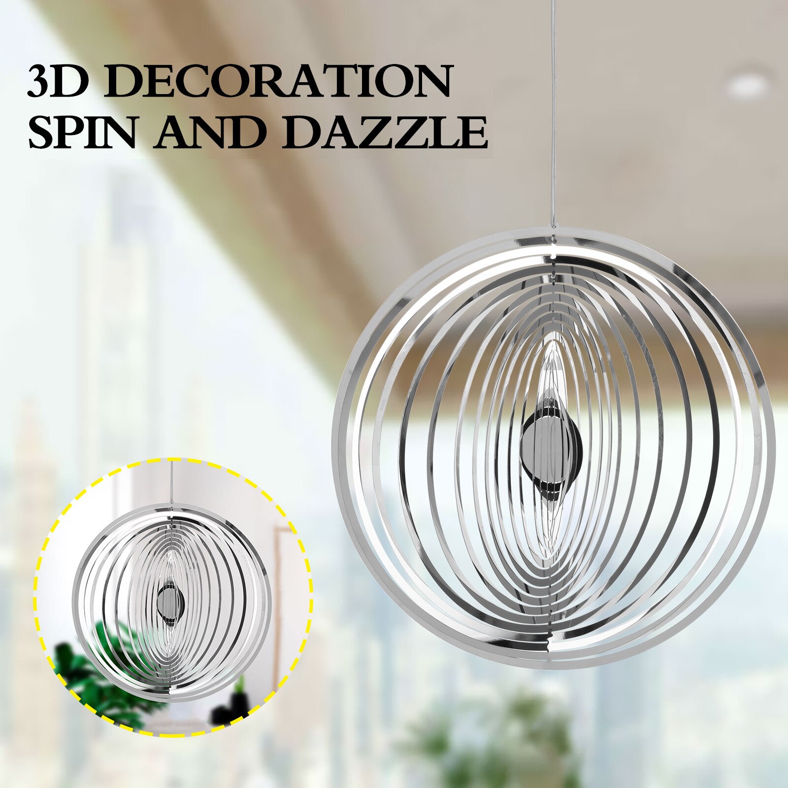3D -shaped Rotating Wind Chimes Flowing-Light Effect Home Garden Decoration Outdoor Hanging Decor Wind Spinners