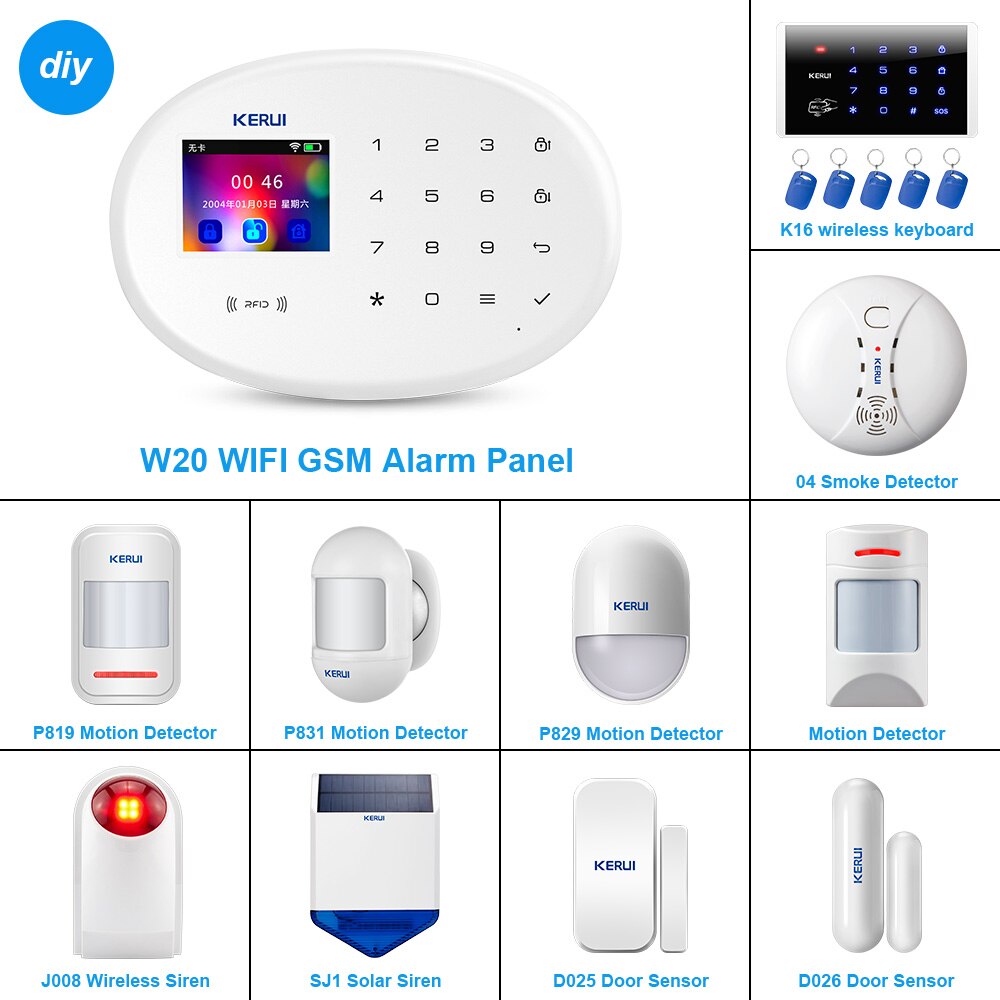 Kerui DIY Wireles Sicherheit Alarm System WIFI GSM Bewegung Sensor Heimat Einbrecher Sicherheit Alarm Bausatz 6 Sprachen Umschaltbar 120dB