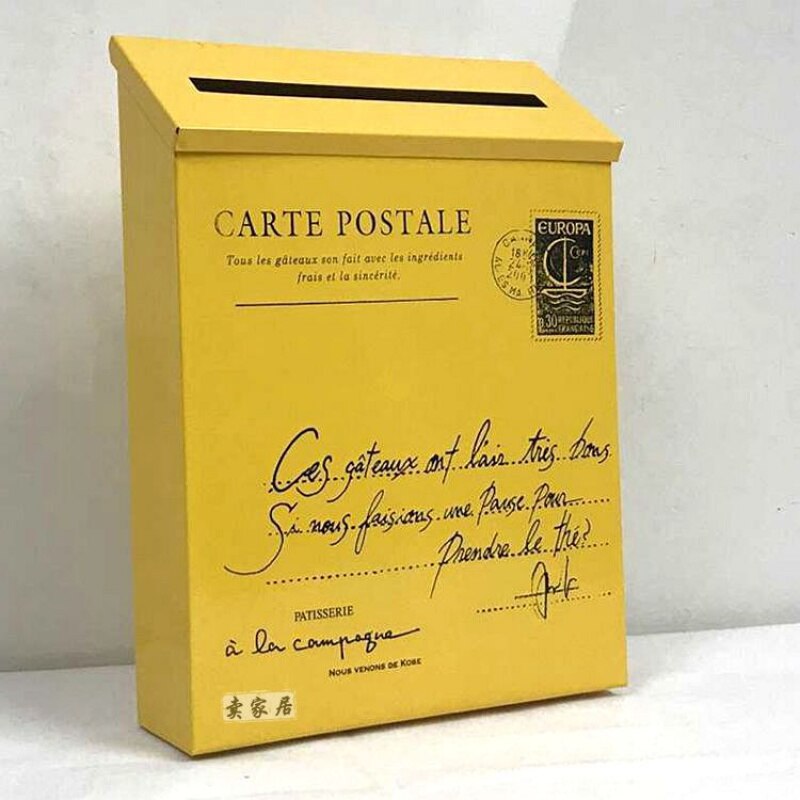 Handcraft Wood Outdoor Mailbox Gardening Cute Wall-Mounted Iron Anti-Rust Letter Box Convenient Box: B9