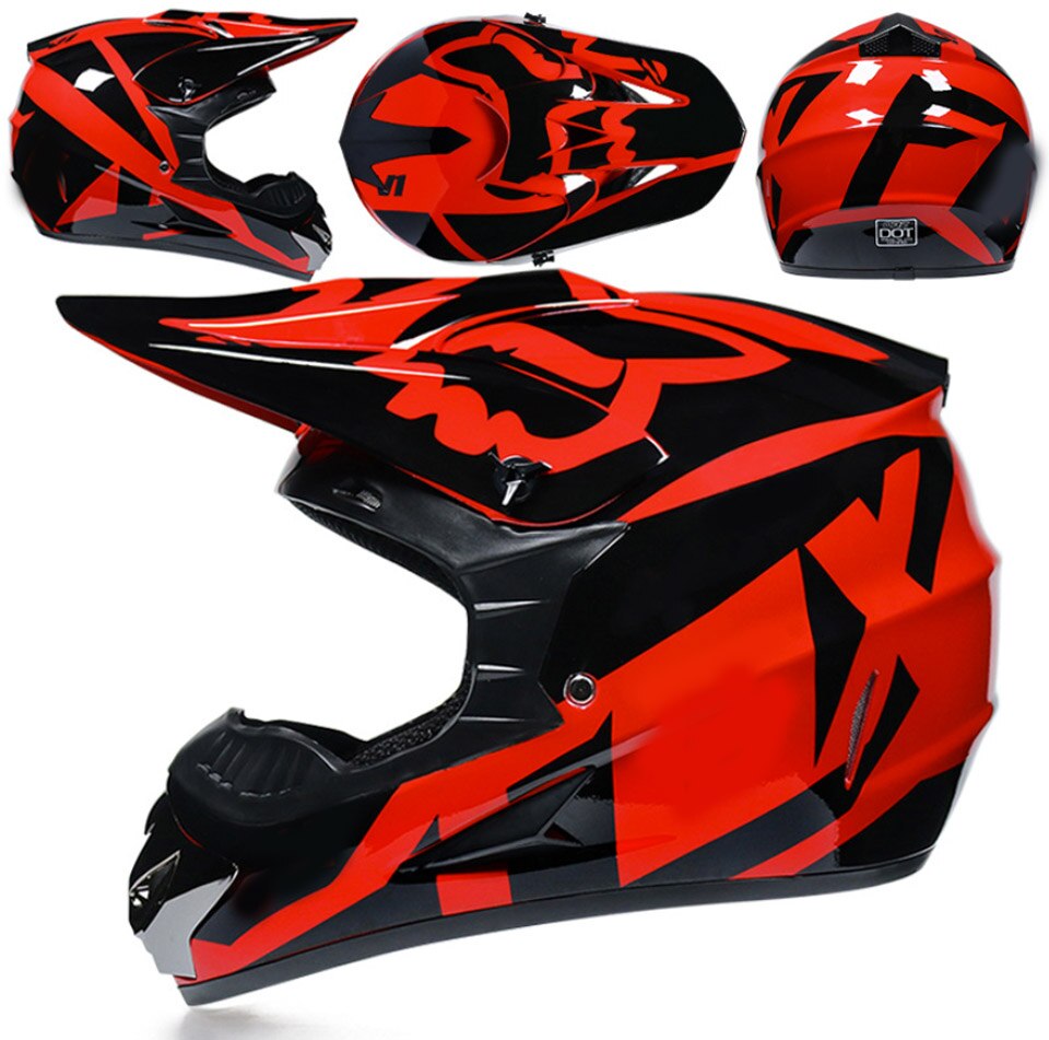 Youth Motocross Helmets, Motorcycle Racing Kart Snowmobile Helmet Casco Moto, Unisex, Suitable for All Seasons: Red