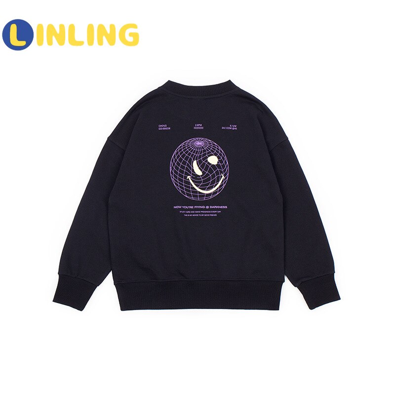 Linling o-hals casual actieve print kinderletter t-shirts kindersweatshirts voor jongens kleding hiphop streetwear  p248
