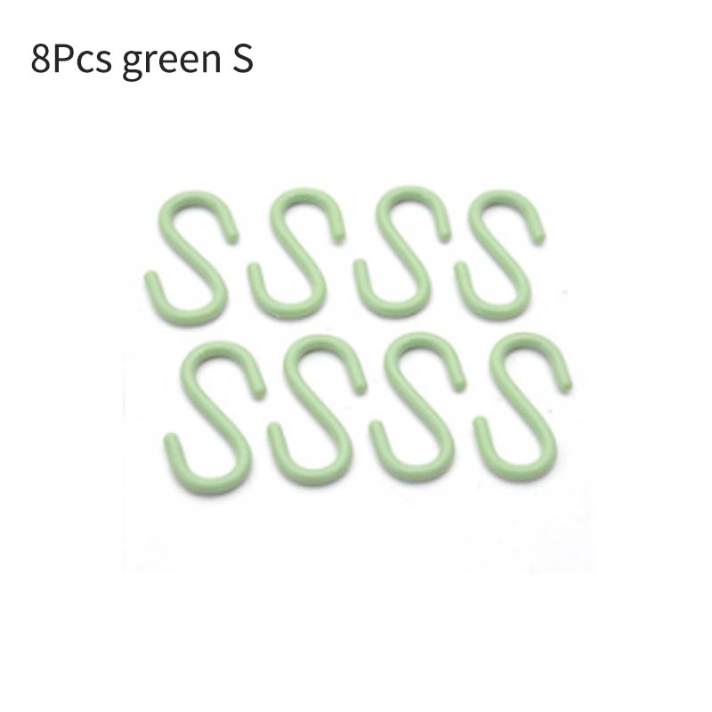 S Shape Kitchen Hooks 4Pcs/8Pcs Baby Stroller Hanger Plastic Clothing Rack Portable Durable Home Organizer Multi-purpose: 8Pcs green S