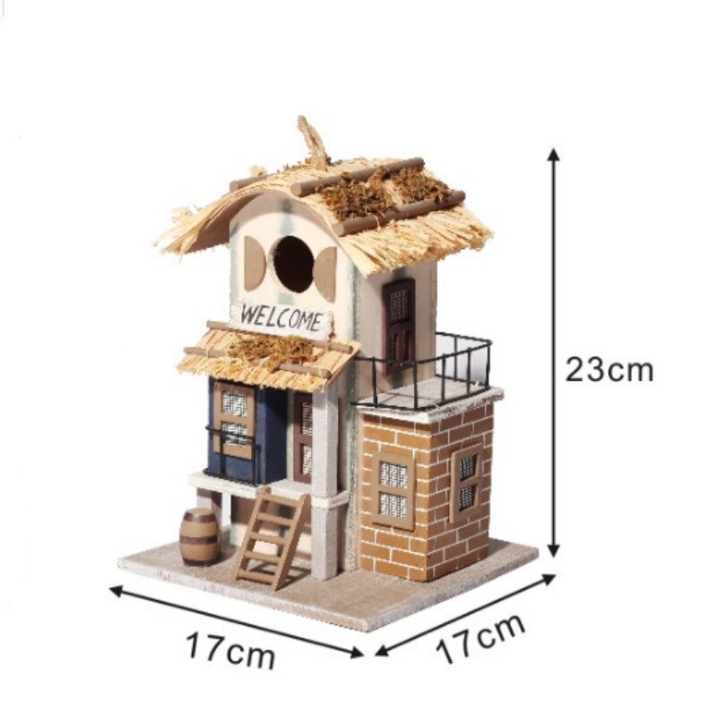 Domek dla ptaków ptasie gniazdo willa Wykonany ręcznie drewno kreatywny i uroczy dom ozdoby zewnętrzne leśny park dziki domek dla ptaków ochrona domu WF