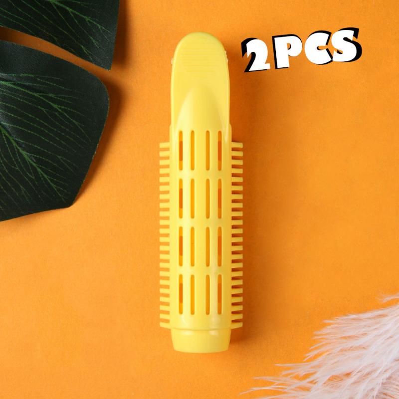 2 uds, rizador de pelo para el cuidado del cabello, rizador de pelo de plástico sin calor, herramienta de peinado para rizar el cabello, suministros de peluquería DIY, pinzas de pelo mullidas: yellow