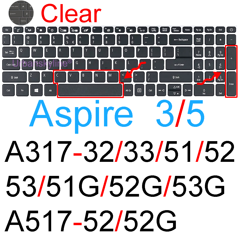 Keyboard Cover for Acer Aspire 5 A517 3 A317 7 A717 E E1 E5 ES1 V V3 33 51 52 Laptop Silicone Protector Skin Case Accessory 17.3: Gold