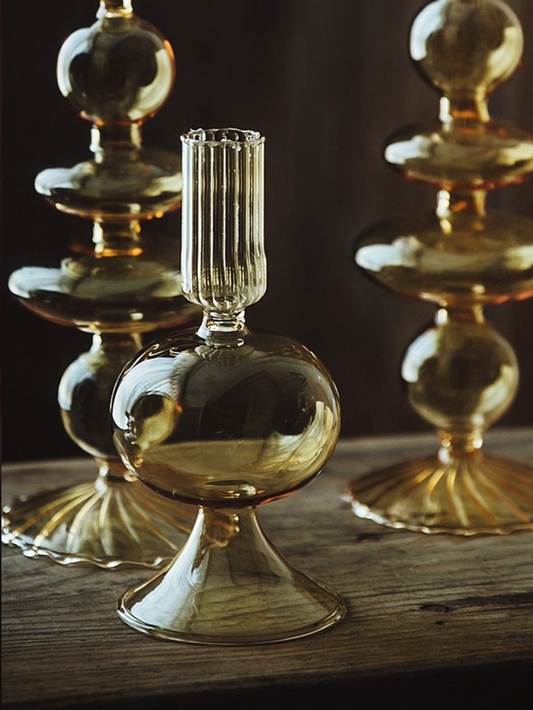 Vintage glas fransk stil ljusstake kristallglas ljushållare enkel bröllop romantisk middag med levande ljus heminredning