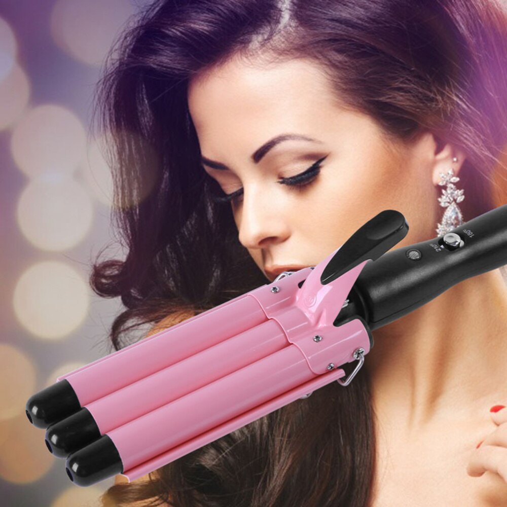 1PC Portable Wavy Perm Tool Electric Hair Curling Stick for Salon: Pink