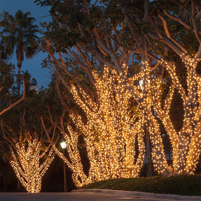 Guirnalda Led plateada de 100M para exteriores, decoración impermeable para jardín y Patio, guirnaldas de luces, iluminación para de boda, lámparas de energía Solar
