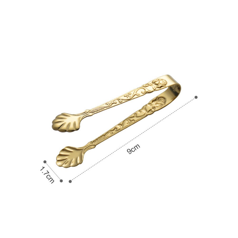 Vintage Rose Relief Rvs Ice Cube Clips Suiker Tang Voedsel Clips Keuken Presenteren Tong Bar: gold
