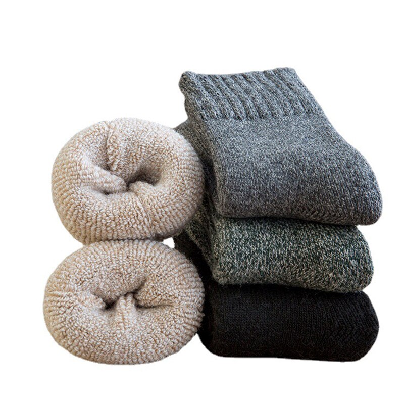 Calcetines de lana resistentes al frío para hombre, medias gruesas de terciopelo, súper gruesas y cálidas, de tubo, de Cachemira, para invierno del Norte