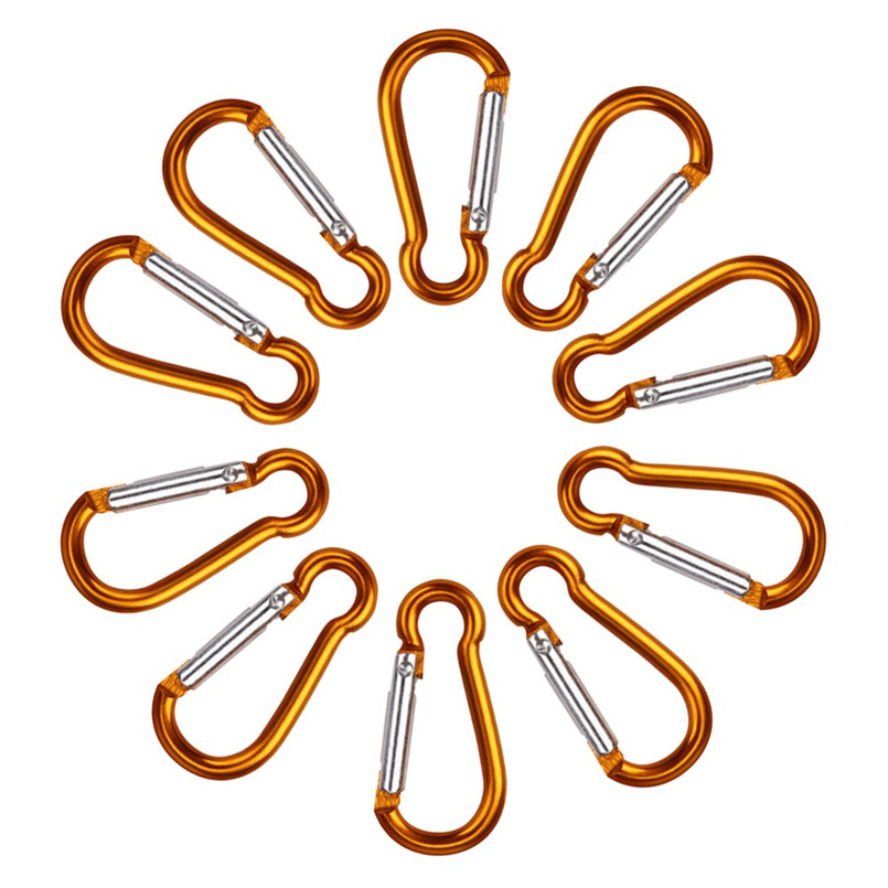 10 stücke Bunte Aluminium Legierung Karabiner Klettern Schwarz Frühling Snap Clip Haken Keychain Wandern Klettern Zubehör #4S11: Orange