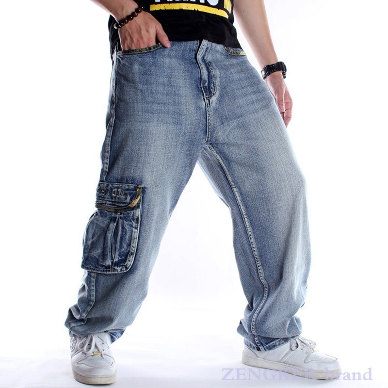 Jeans Uomo Larghi (Loose) Colore Nero - Stile Hip-Hop Streetwear - Taglie W30 A W46